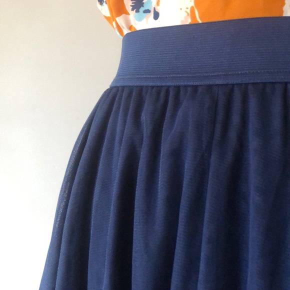 Torrid Double Layer Mesh Midi Navy Skirt - Picture 2 of 8